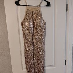 Rose Gold Sequin Gown Size L NWOT