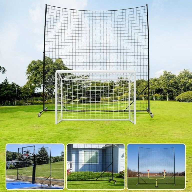New in the box Ball Stop Net System with Wheels Movable Socketed Ball Stop Net Sports Netting Backyard 10FT to 12FT High Backstop Net for Barrier with