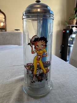 Vintage Betty Boop Glass Straw Dispenser