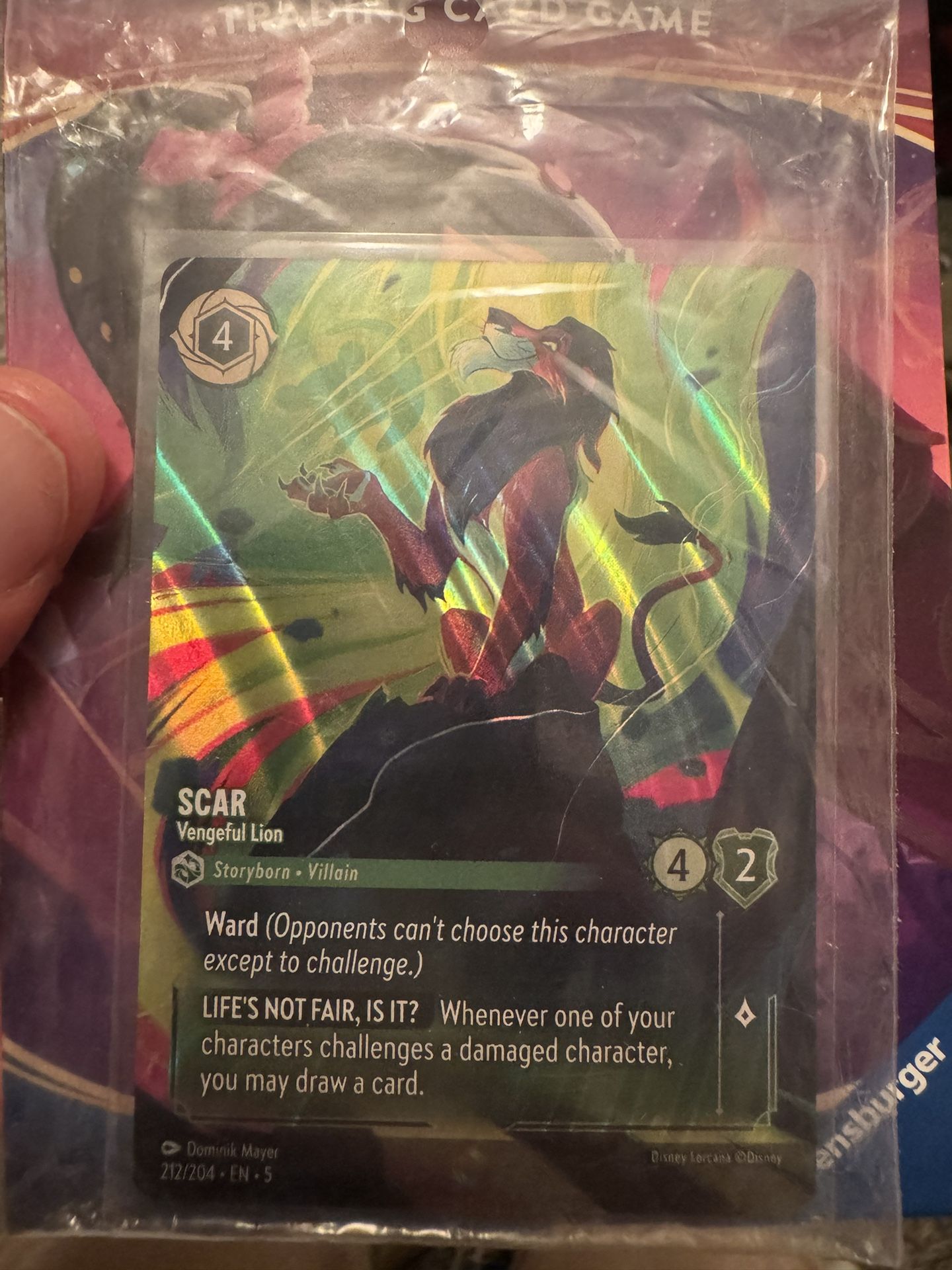 Lorcana Card “Scar, Vengeful Lion”