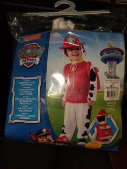 Marshall paw patrol size for 1 to 2 years old
