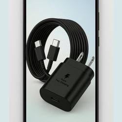 Fast Charger Type C Set With 4ft Cable Compatible With S23 Ultra S22 S21 Note 20 Note 10 Z Series Fast Charging 110-127V