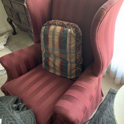 Pair Quality Fabric Chairs One Is Stationary One Is A Recliner