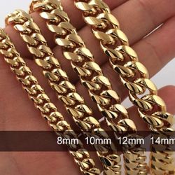 Mens Heavy 14K Gold Miami Cuban link Chain Necklace