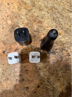 $5 Each, Apple USB-A Power Adapter Charging Block 5W, Verizon Charging Block, and a Samsung Double Port Cigarette Lighter Charger