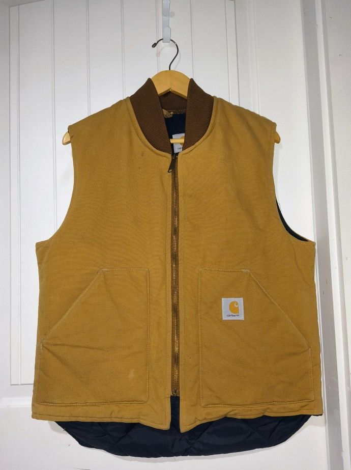 π₯ Carhartt Quilted Lined Vest β Size XL (Duck Brown) β GREAT CONDITION π₯
