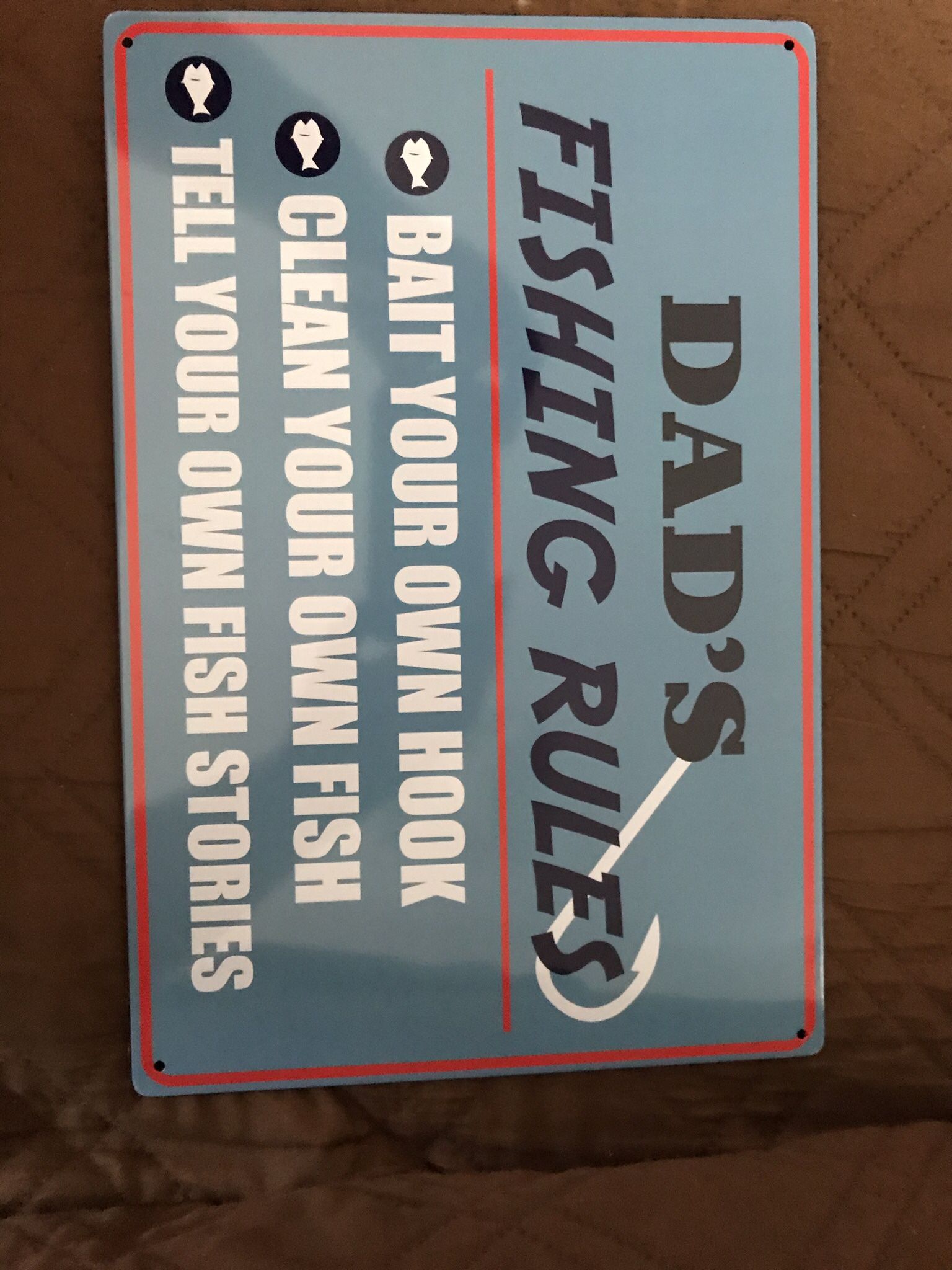 New Dads Fishing Rules Metal Sign