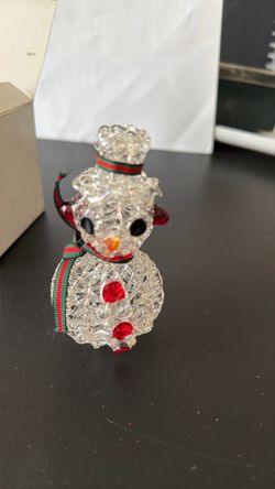 Crystal Glass Snowman Christmas Figurine