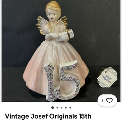 VTG origional Josef 15th birthday angel girl with present