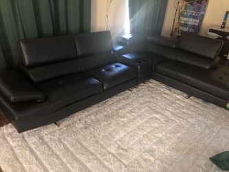 Leather Black Sectional