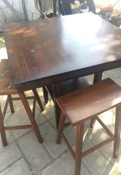 Solid Wood Pub Table w/ Saddle Stools