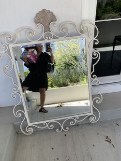 Wrought the iron large metal mirror, antique wrought irono