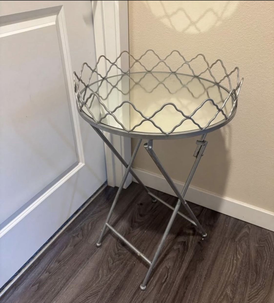Mirrored And Metal Folding Table