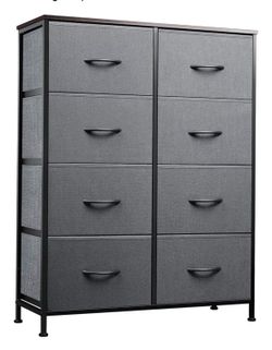 Fabric Dresser for Bedroom, Tall Dresser with 8 Drawers, Storage Tower with Fabric Bins, Double Dressers, Chest of Drawers for Closet, Living Room, Ha