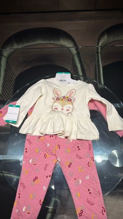 Koala Baby Infant Girl 3 Piece Set Pants, Top & Sweater, Pink Mauve Bunny 18 Months