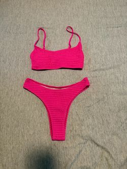 SHEIN Hot Pink Textured Smocked Bikini Set – Women’s