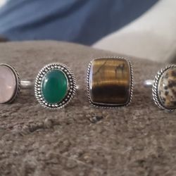 .925 Silver Real Stone Rings  $30 Each