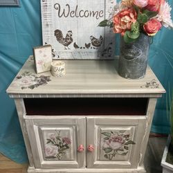 Shabby Choc Floral Multi Use Cabinet Solid Wood