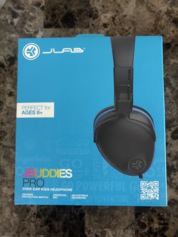 Jlab Jbuddies Pro Fold Over  Ear Kids Wired Headphone Black/Blue 3.5MM Jack New