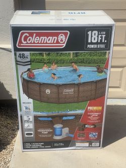 Coleman Power Steel 18’ x 48” Round Metal Frame Above Ground Pool Set