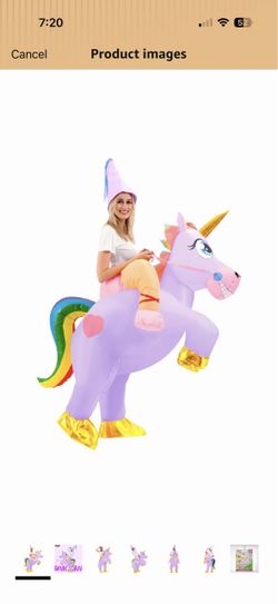 Spooktacular Creations Halloween Inflatable Costume Adult, Riding a Unicorn Blow-up Suit for Cosplay Themed Parties XL(65-71" / 165-180cm)