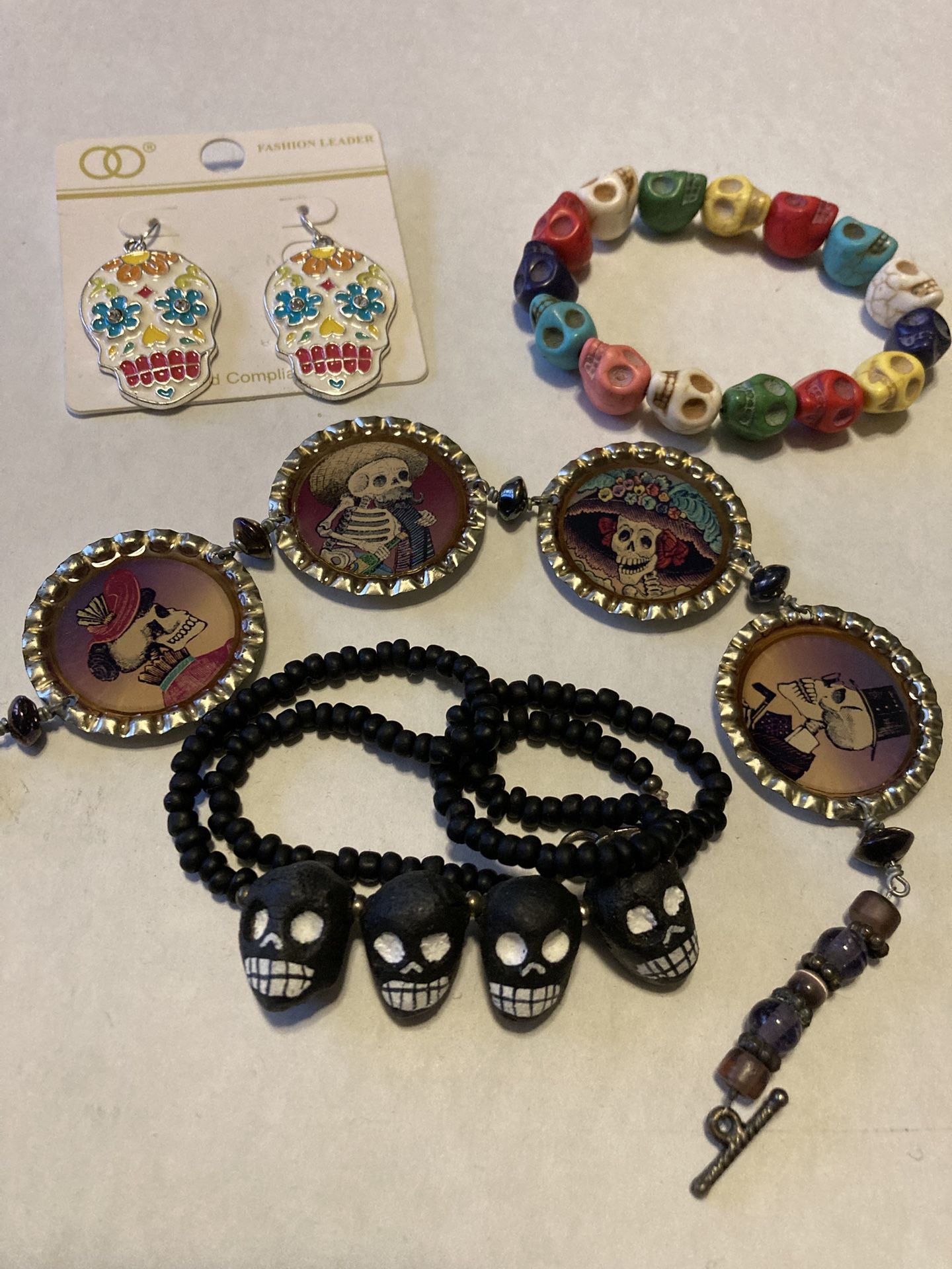 Sale! Day Of The Dead Jewelry Set, Skulls, Dia De Muertos, Halloween