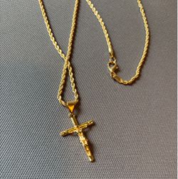 Jewelry Cross Jesus Rope Chain 13” Stainless Steel.