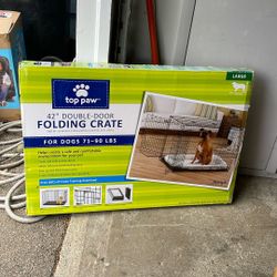TOP PAW 42” DOUBLE DOOR FOLDING DOG CRATE NEW IN BOX