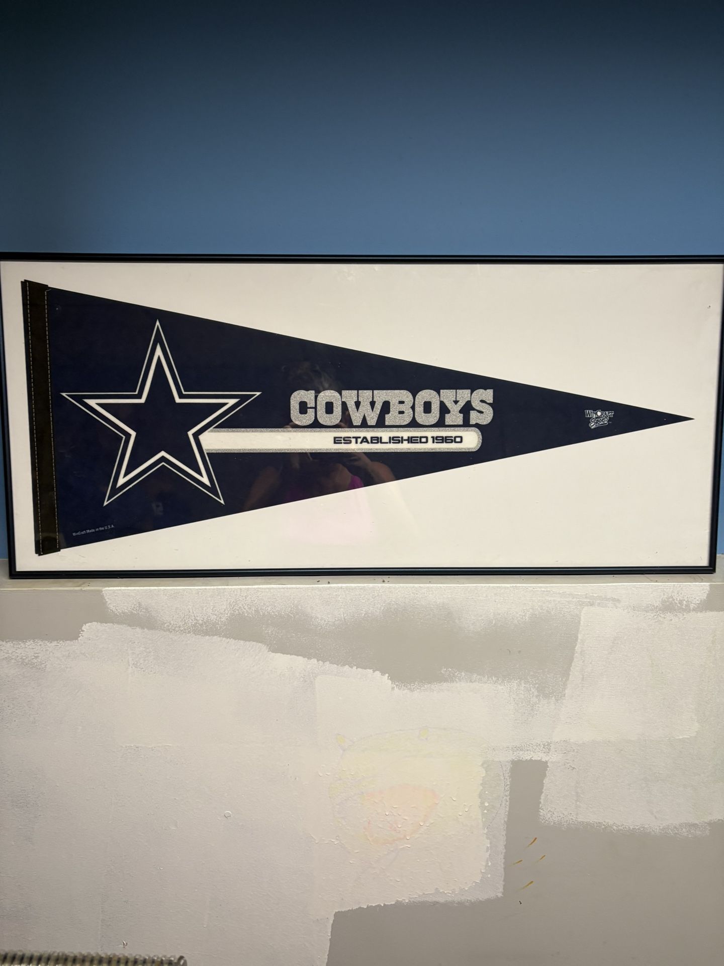 Dallas Cowboys pennant fabric framed
