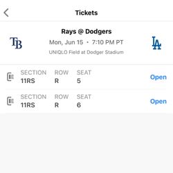 Dodger Tickets 6/15/26