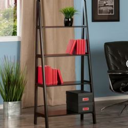 58.4" Avalon A Frame Shelf Espresso Brown - Winsome: Modern 4-Tier Ladder Bookcase (Set Of Two)