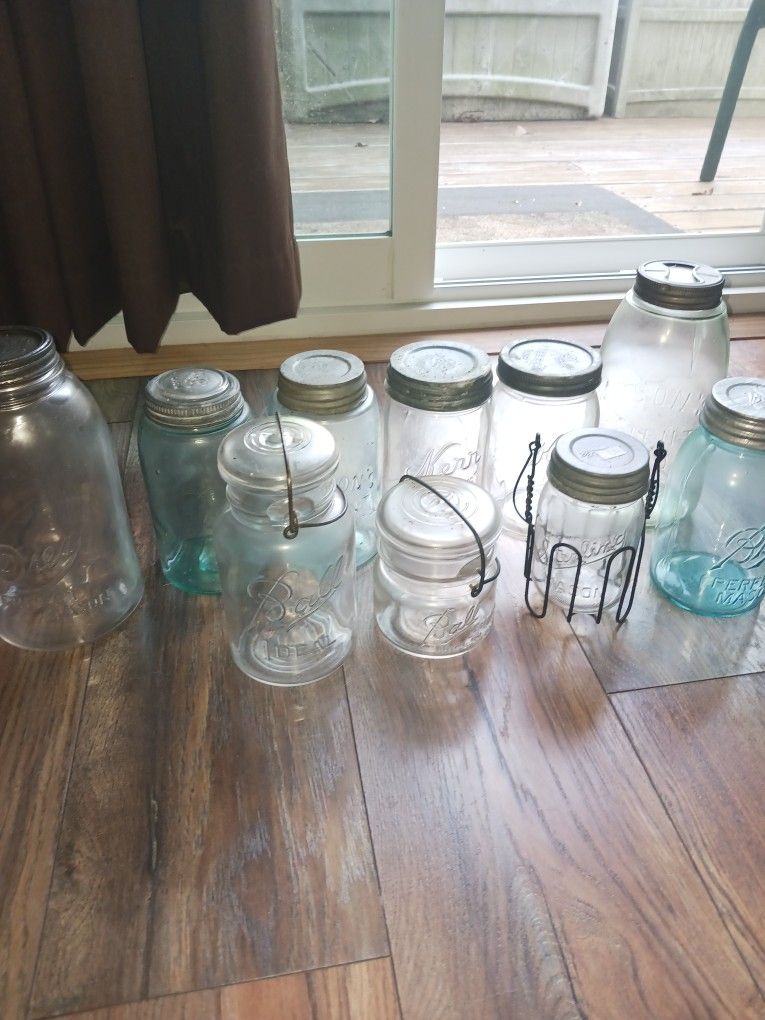 Vintage Antique Mason Jars π« Galore Blue Ball Drey Michigan Atlas Kerr ETC.