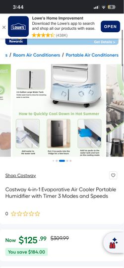 Costway 4 In 1 Air cooler 60$
