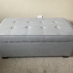 Gray Tufted Storage Ottoman 