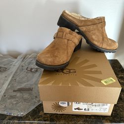 NEW Lila Ugg 6.5 Clog Or Mule Shearling And Suede
