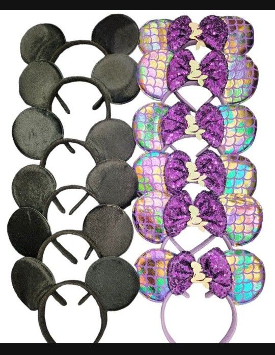 12pc Mickey Mouse Ears Minnie Headbands Birthday Party Party