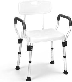Shower Chair for Inside Shower with Back - Heavy Duty Shower Seat for Bathtub, Adjustable Height