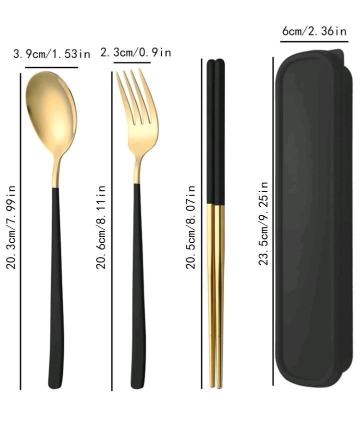 Cutlery three Piece Stainless Steel Portable Spoon Fork And Chopsticks 