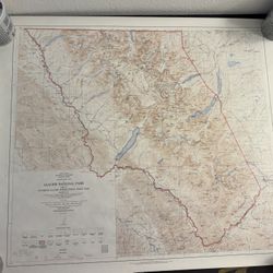Vintage (1964) Glacier National Park Geographical Survey Map