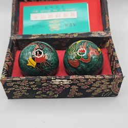 CHINESE HEALTH EXERCISE STRESS BAODING BALLS RELAXATION THERAPY Dragon Design 