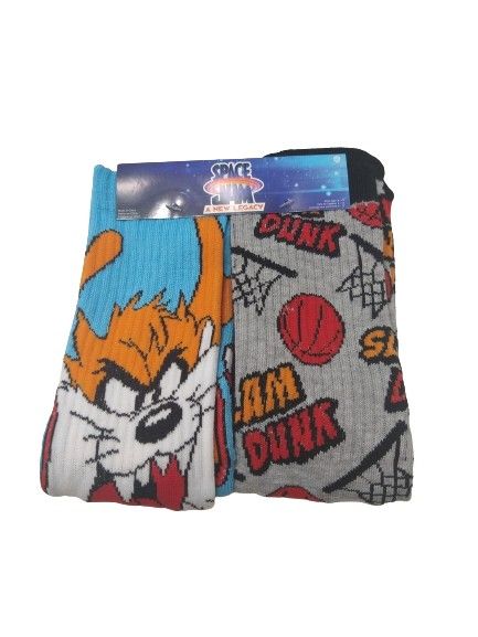 'Space Jam - A New Legacy' 2 Pair Novelty Crew Socks - Size 6 - 12 *NEW*