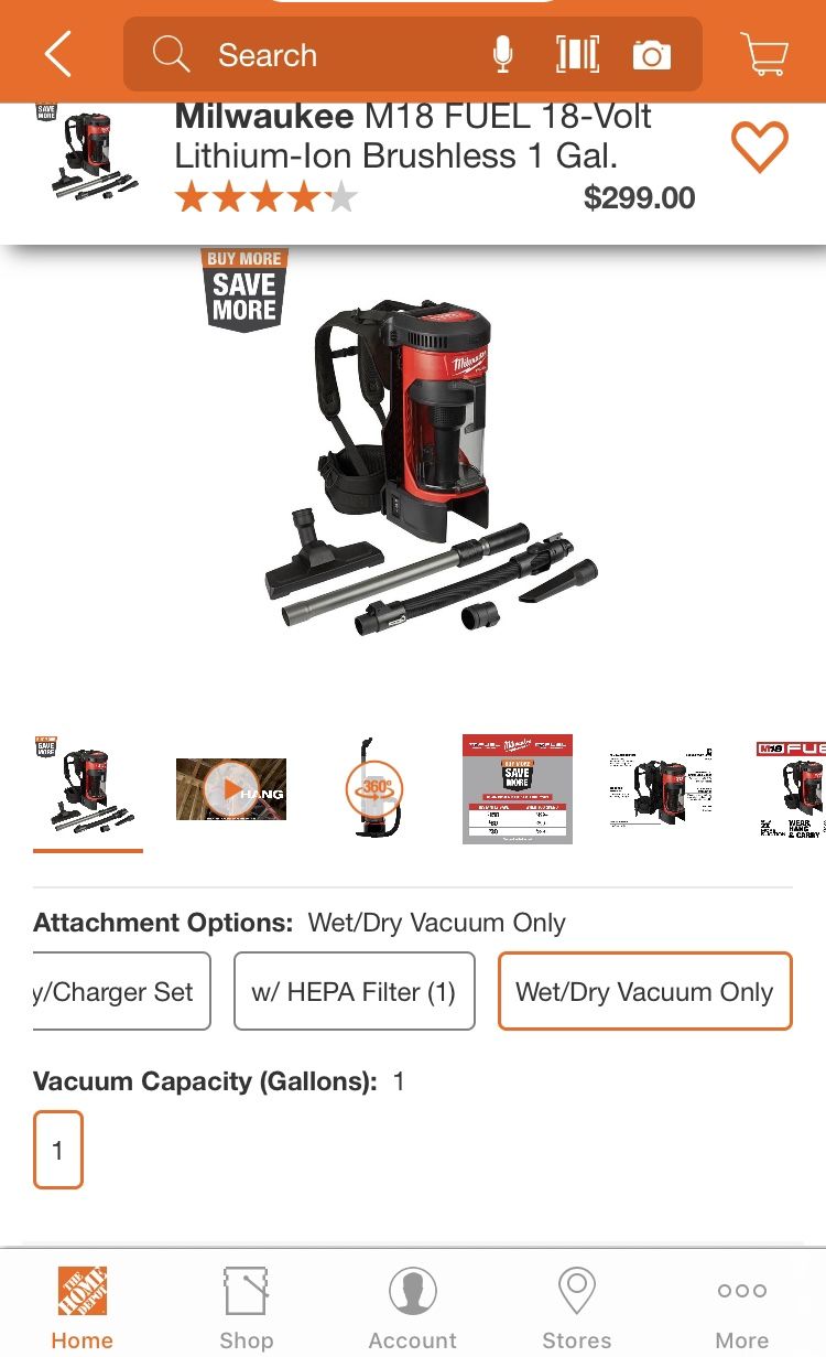 Milwaukee M18 FUEL 18-Volt Lithium-Ion Brushless 1 Gal. Cordless 3-in-1 Backpack Vacuum (Tool-Only)