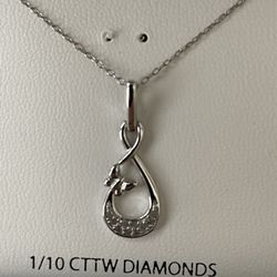 18 Inch Sterling Silver and Diamond Pendant/necklace