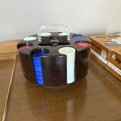 Vintage "Chip-O-Rack" revolving poker chip caddy set plus 2 sets of Poker Chip Holders