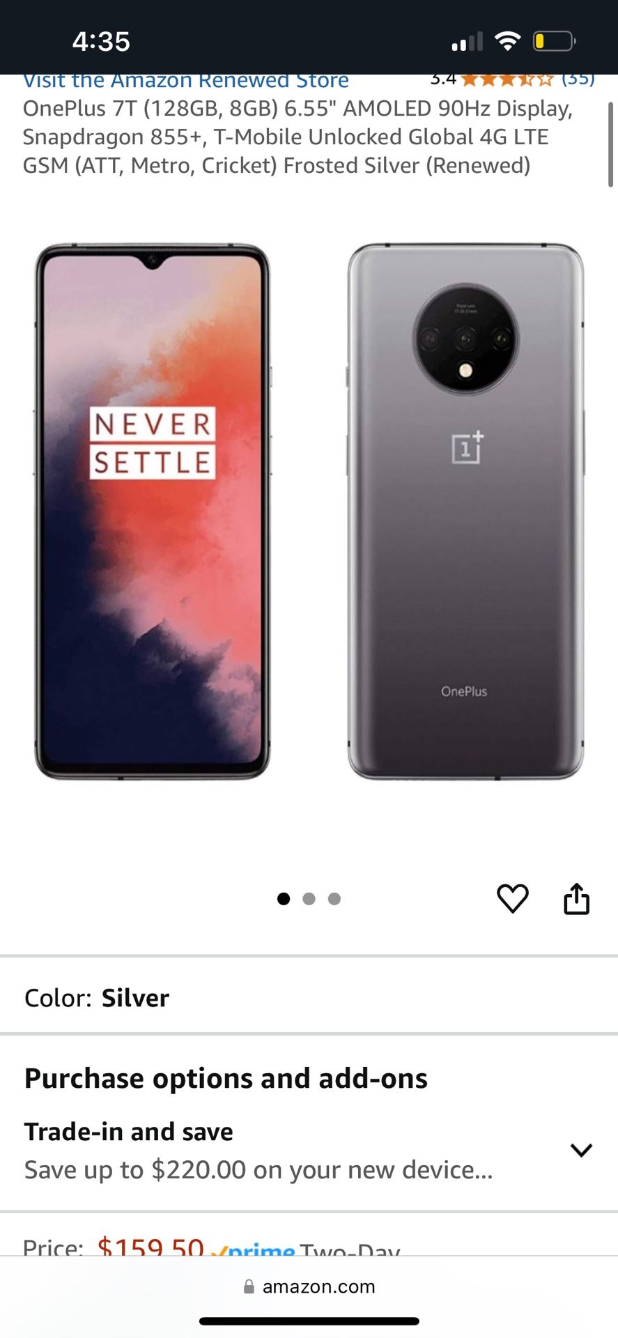 OnePlus 7T (128GB, 8GB) Frosted Silver