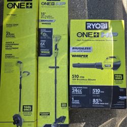 Ryobi 18V 15"String Trimmer, Edger & Blower 