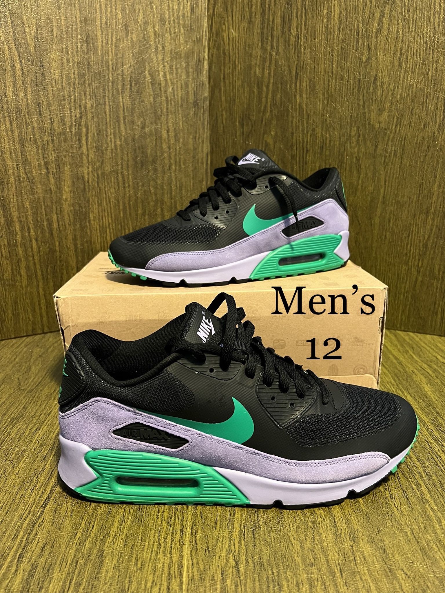 NIKE / Air Max 90 Premium “BLACK EASTER” Shoes Kicks / Men's 12 / Like New w/ Box!! / Black & Violet