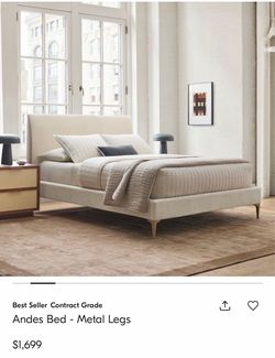 West Elm Andes King Bed with Metal Legs
