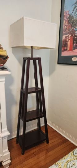 Floor Lamp with Ladder Shelf Base