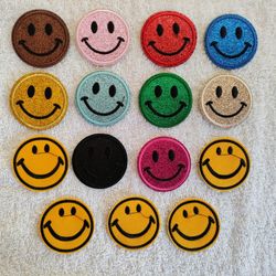 Smiley Face and Heart Iron-on Patches 